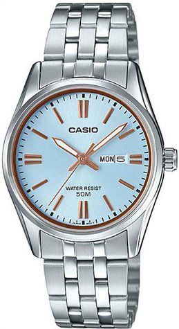 Женские часы CASIO LTP-1335D-2A серебристые с голубым циферблатом LTP-1335D-2A фото
