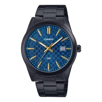 Чоловічий годинник CASIO MTP-VD03B-2AUDF Total Black класичний в чорному корпусі з синім циферблатом 104139100 фото